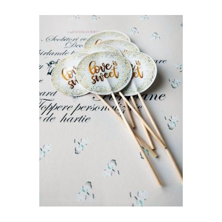 Topper Candy Bar 5cm "Love is sweet & Glam"
