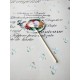 Topper Candy Bar 5cm "Love is sweet flori si vaza lemn "