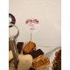 Topper Candy Bar 5cm "Love is sweet flori si vaza lemn "