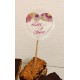Topper Candy Bar 5cm "Love is sweet flori si vaza lemn "