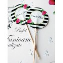 Set 30 Toppere Candy Bar 5cm "Candy Bar negru/alb/roz"