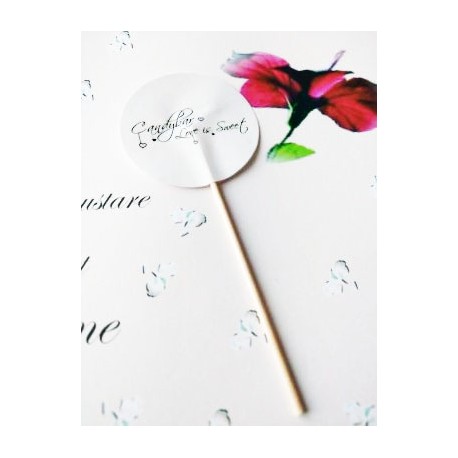 Topper Candy Bar 5cm "Candy Bar/Love is Sweet alb, text negru"