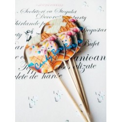 Topper Candy Bar 5cm "Candy Bar prajituri, galben"