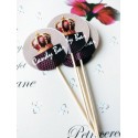 Set 30 Toppere Candy Bar 5cm "Candy Bar Alb mov coroana"
