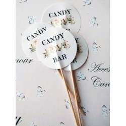 Topper Candy Bar 5cm "Candy Bar LOVE auriu "