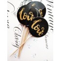 Set 30 Toppere Candy Bar 5cm "Negru love auriu Glam"