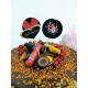 Topper Candy Bar 5cm "Negru LO VE flori rosii Glam"