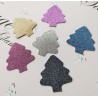 Set 30 brad cu trunchi decupate carton cu sclipici, culori mixt