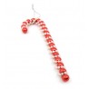 Ornament bastonas pentru brad rosu cu argintiu