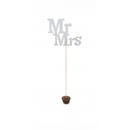 Topper tort nunta Mr&Mrs argintiu