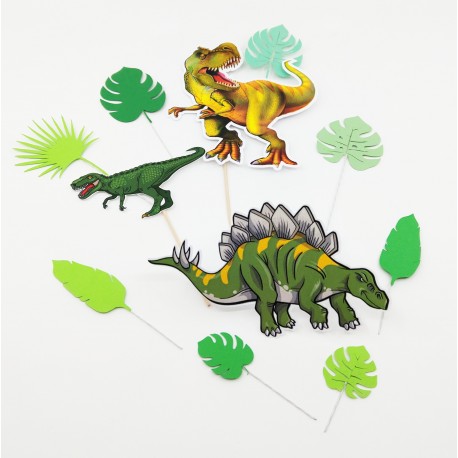 Set toppere 3 dinozauri si 8 frunze safari M3