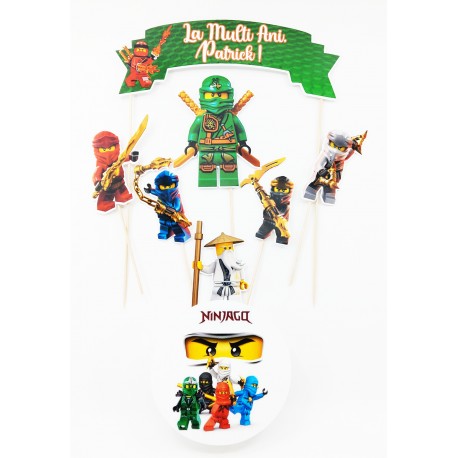 Set 7 toppere Ninja Lego si un banner nume