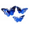 Set 3 fluturi albastru oglinda, 3 marimi, 3D