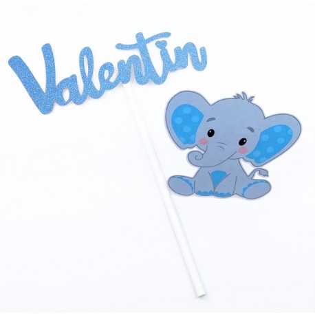 Set 2 toppere nume si elefantel, glitter
