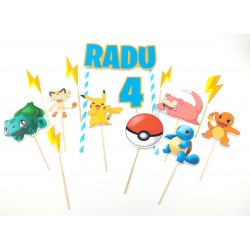 Set 12 toppere Pokemon, un topper cifra si un topper nume