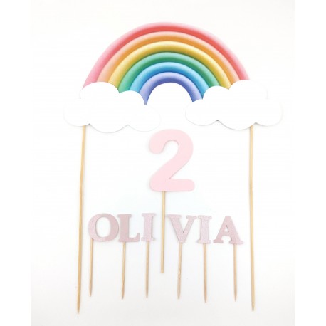 Set 3 toppere curcubeu, nume si cifra