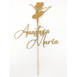 Topper personalizat nume si balerina, glitter