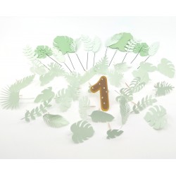 Set 41 frunze safari, verde deschis si cifra